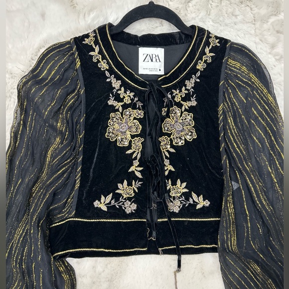 Zara velvet embroidered and beaded jacket - Picture 5 of 9